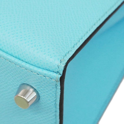 Hermes Handbag Kelly 25 Vaux Epson Celeste Silver Hardware U Engraved 2way Bag