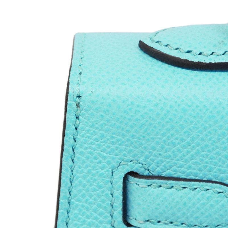 Hermes Handbag Kelly 25 Vaux Epson Celeste Silver Hardware U Engraved 2way Bag