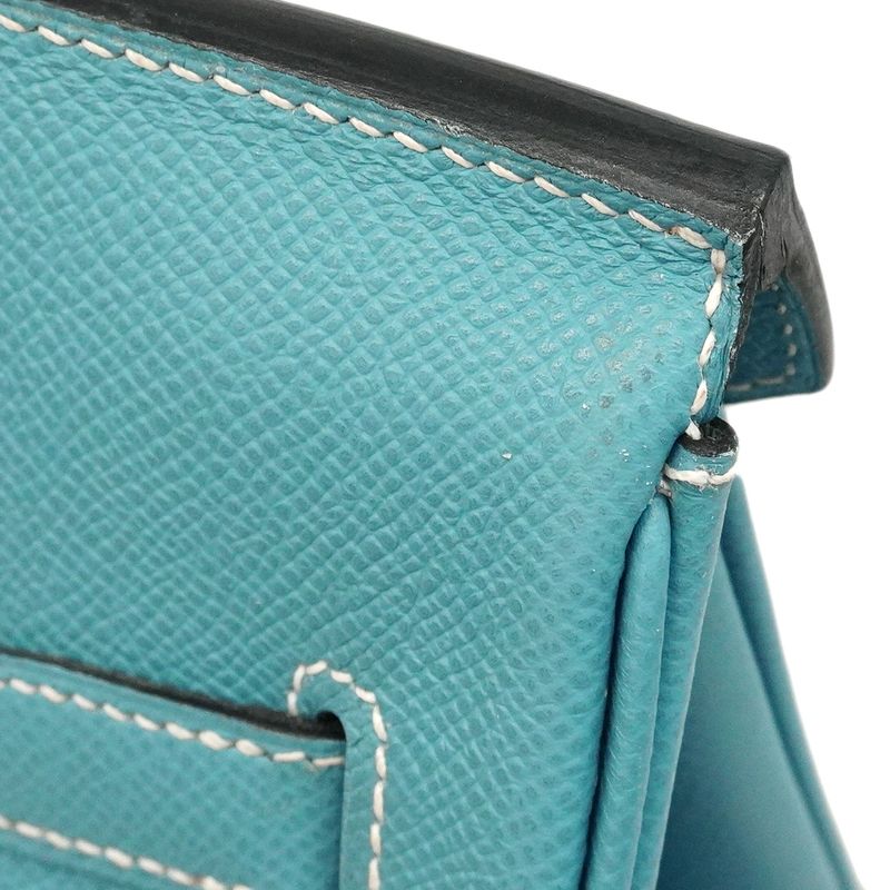 Hermes Handbag Birkin 35 Vaux Epson Blue Jean Silver Hardware □K Engraved Ladies