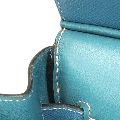 Hermes Handbag Birkin 35 Vaux Epson Blue Jean Silver Hardware □K Engraved Ladies