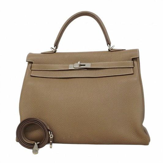 Hermes Handbag Kelly 35 Togo Etoupe Silver Hardware □P Stamp 2way Bag Ladies