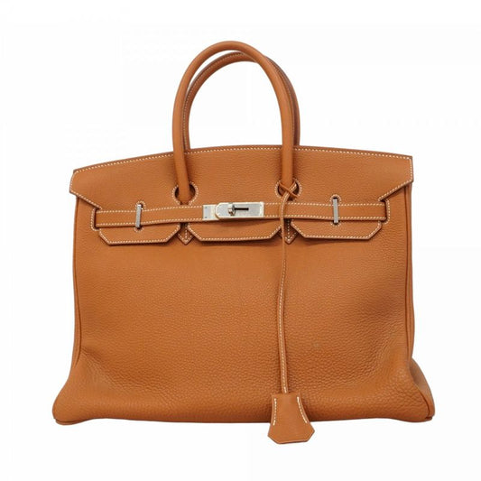 Hermes Handbag Birkin 35 Togo Gold Silver Hardware □F Engraved Ladies