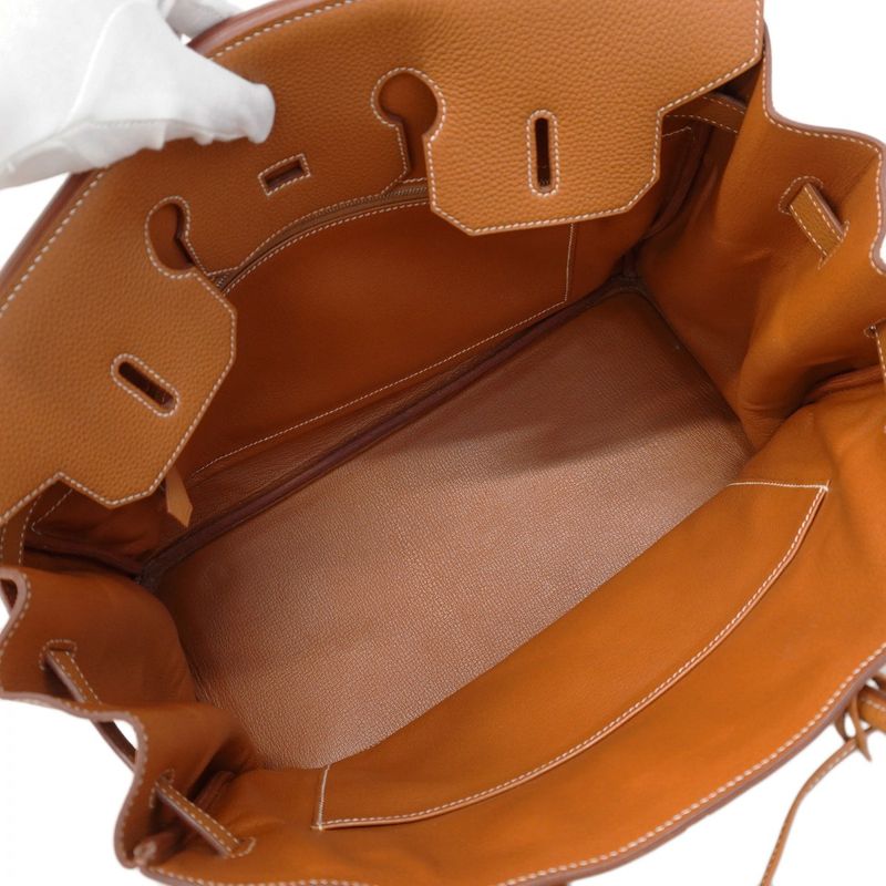 Hermes Handbag Birkin 35 Togo Gold Silver Hardware □F Engraved Ladies