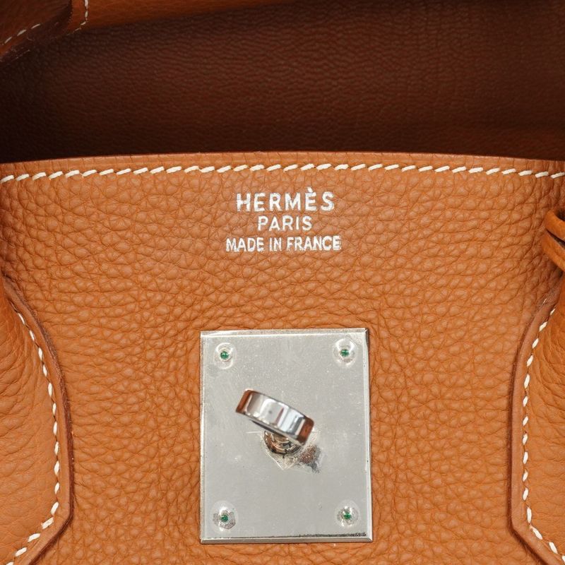 Hermes Handbag Birkin 35 Togo Gold Silver Hardware □F Engraved Ladies