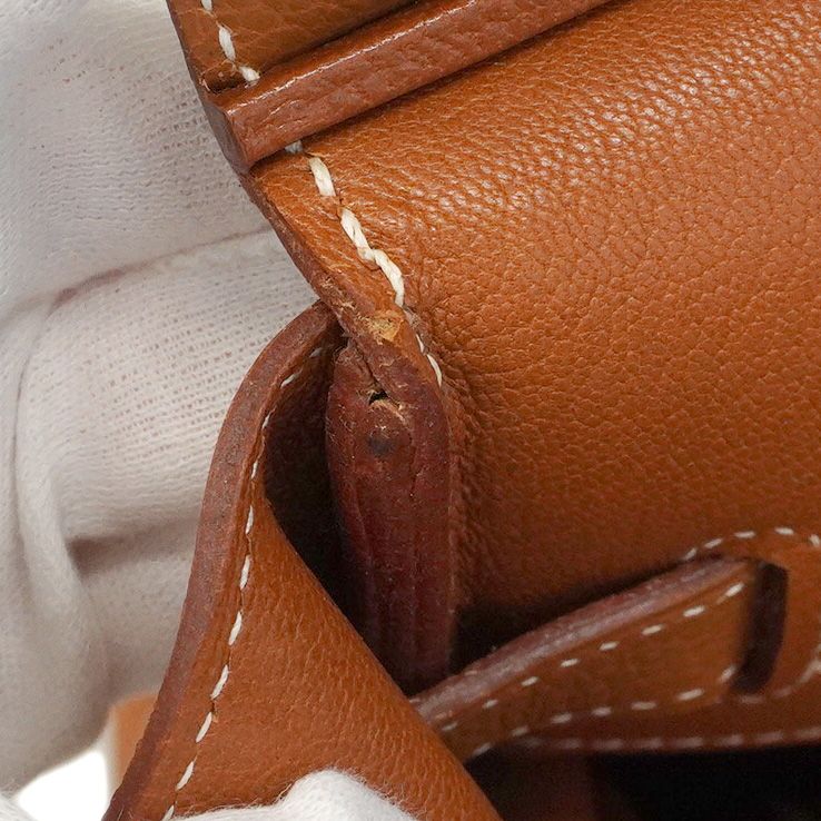 Hermes Handbag Birkin 35 Togo Gold Silver Hardware □F Engraved Ladies