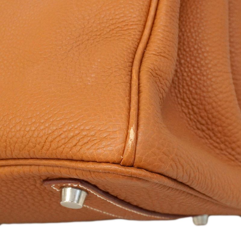 Hermes Handbag Birkin 35 Togo Gold Silver Hardware □F Engraved Ladies