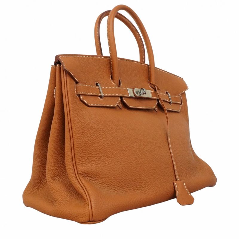 Hermes Handbag Birkin 35 Togo Gold Silver Hardware □F Engraved Ladies