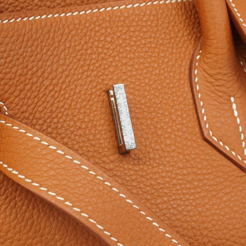 Hermes Handbag Birkin 35 Togo Gold Silver Hardware □F Engraved Ladies