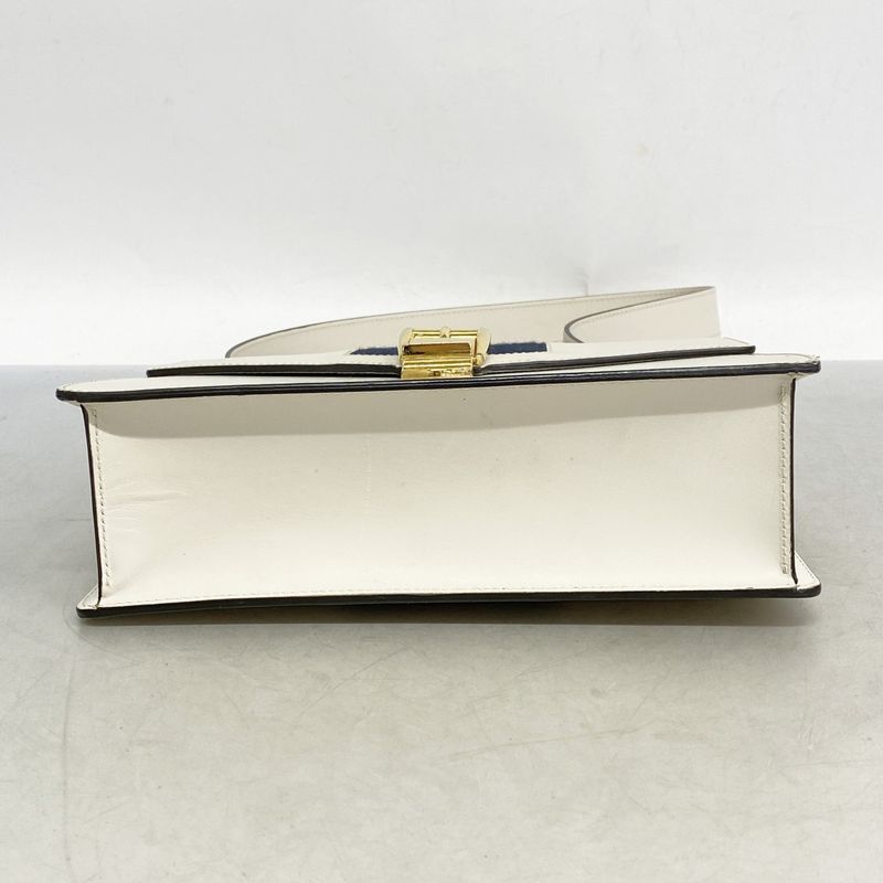 Gucci Shoulder Bag Sylvie 421882 Leather Ivory Gold Hardware Women's