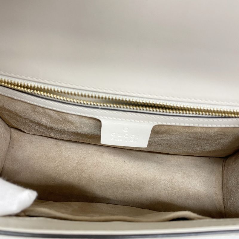 Gucci Shoulder Bag Sylvie 421882 Leather Ivory Gold Hardware Women's