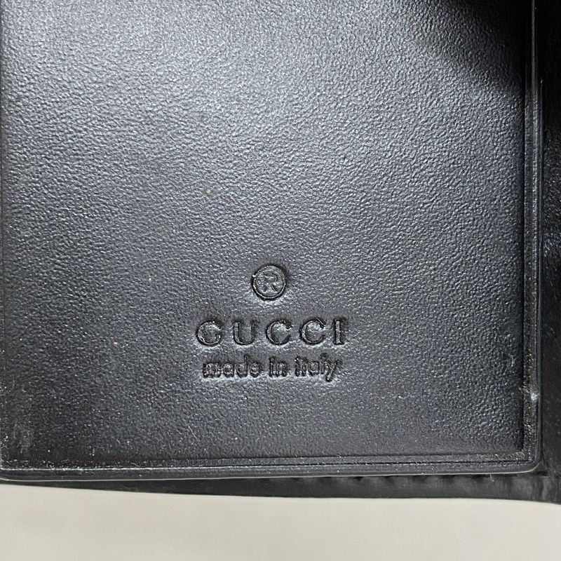 Gucci Key Case Sherry Line Guccissima 408828 Leather Black Silver Hardware Men