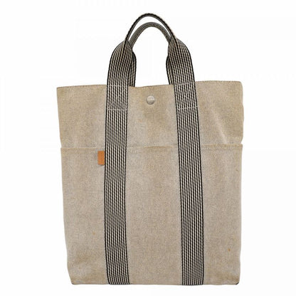 Hermes Tote Bag New Fourre Tout Cabas Canvas Gray Silver Hardware Men Women