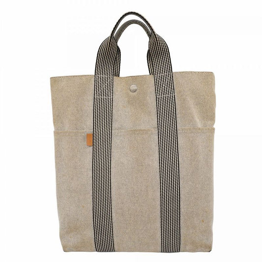 Hermes Tote Bag New Fourre Tout Cabas Canvas Gray Silver Hardware Men Women