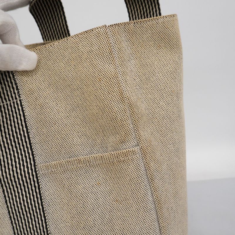 Hermes Tote Bag New Fourre Tout Cabas Canvas Gray Silver Hardware Men Women