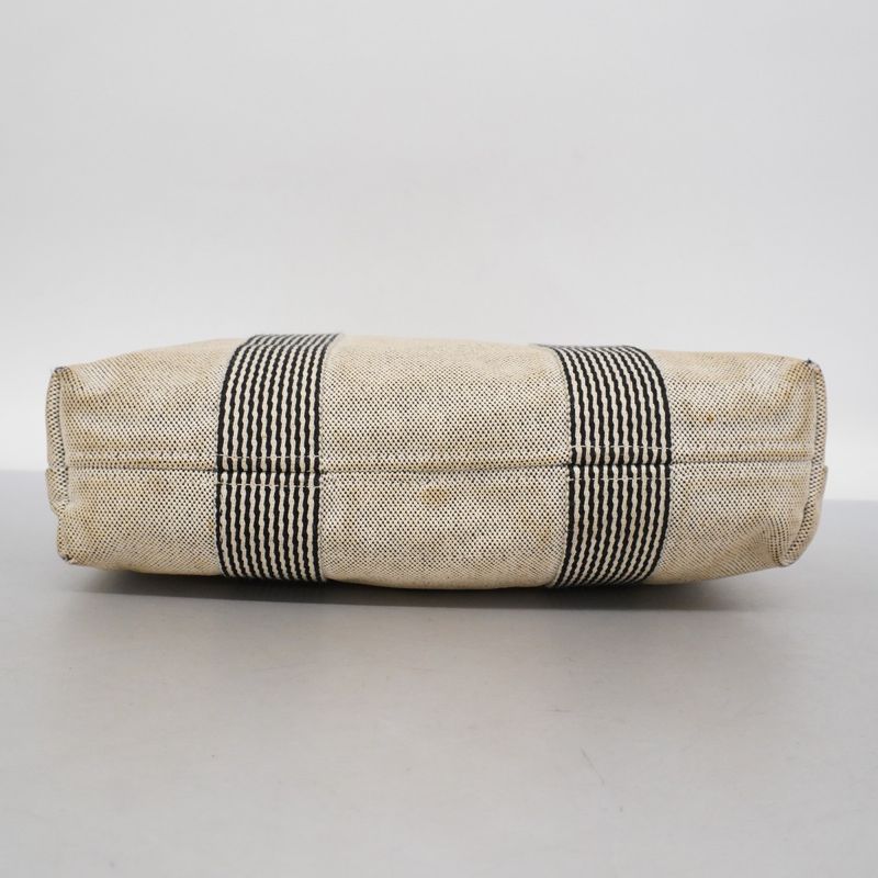 Hermes Tote Bag New Fourre Tout Cabas Canvas Gray Silver Hardware Men Women