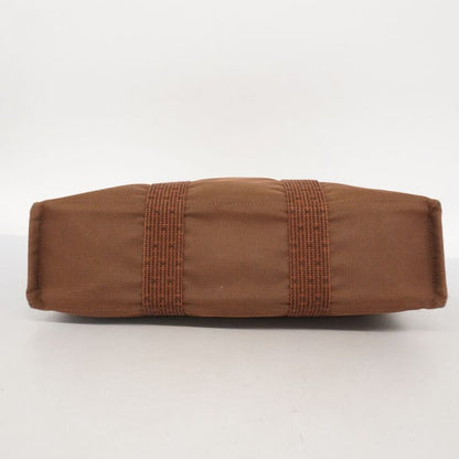Hermes Tote Bag Her Line MM Canvas Brown Silver Hardware Men Women Unisex