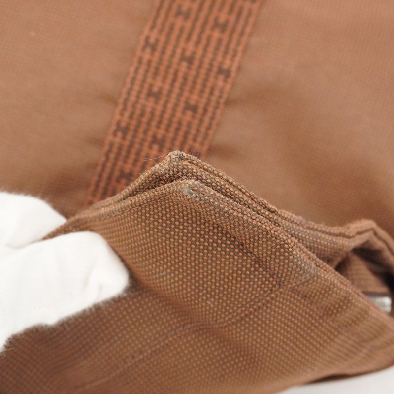 Hermes Tote Bag Her Line MM Canvas Brown Silver Hardware Men Women Unisex