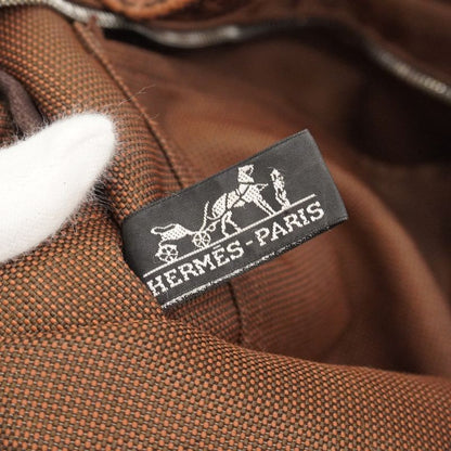 Hermes Tote Bag Her Line MM Canvas Brown Silver Hardware Men Women Unisex