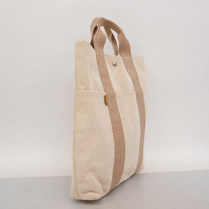 Hermes Tote Bag New Fourre Tout Cabas Canvas Beige Silver Hardware Ladies