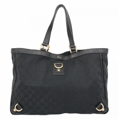Gucci Tote Bag GG Canvas Abby 141472 Canvas Black Gold Hardware Women's