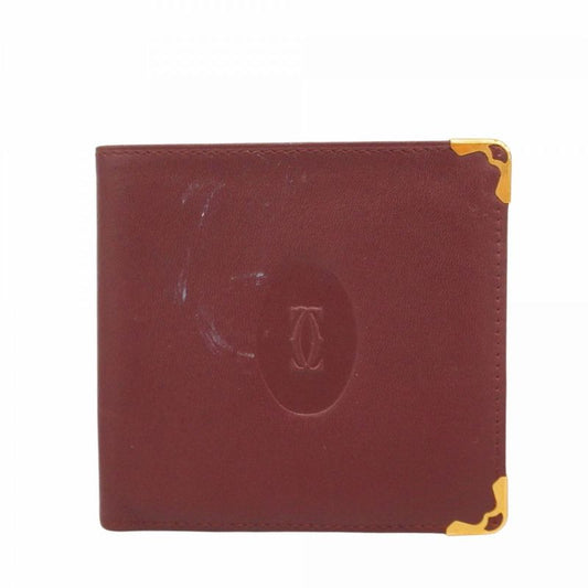 Cartier Billfold Must Leather Bordeaux Gold Hardware Men Women Unisex