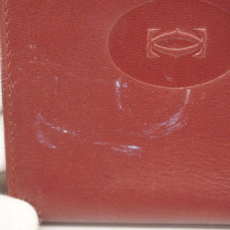 Cartier Billfold Must Leather Bordeaux Gold Hardware Men Women Unisex