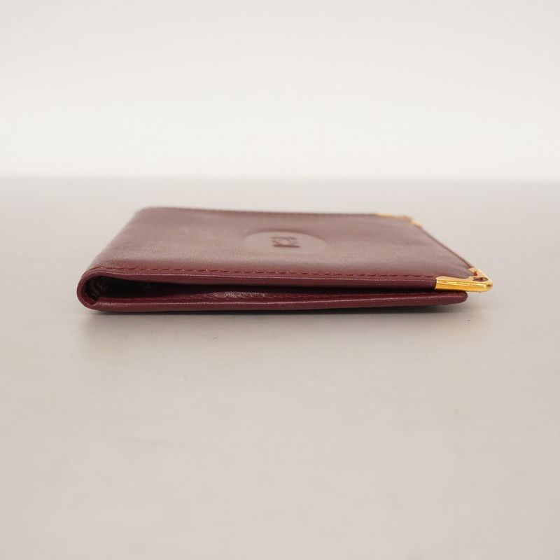 Cartier Billfold Must Leather Bordeaux Gold Hardware Men Women Unisex