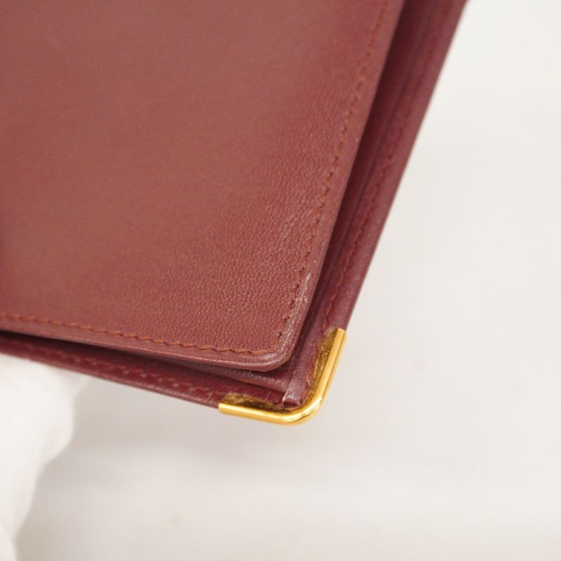 Cartier Billfold Must Leather Bordeaux Gold Hardware Men Women Unisex