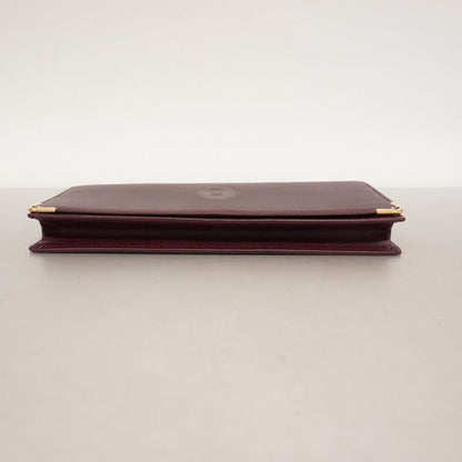 Cartier Long Wallet Must-have Leather Bordeaux Gold Hardware Men Women Unisex