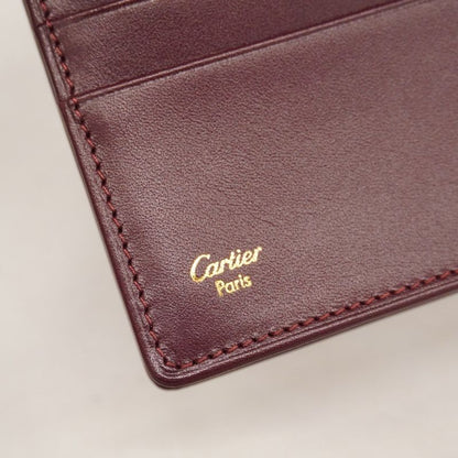 Cartier Long Wallet Must-have Leather Bordeaux Gold Hardware Men Women Unisex