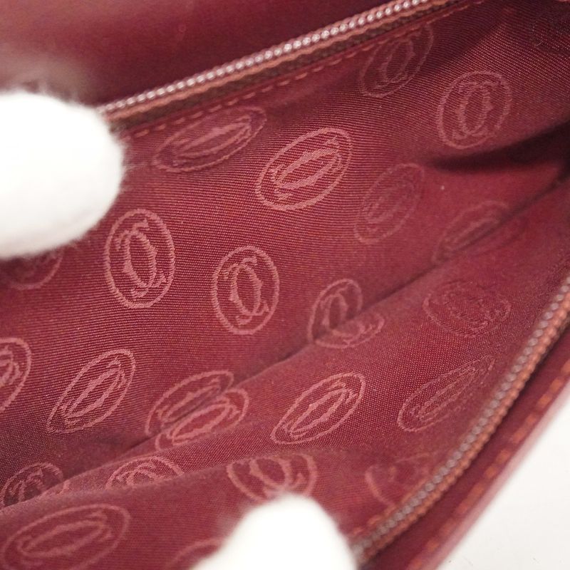 Cartier Long Wallet Must-have Leather Bordeaux Gold Hardware Men Women Unisex