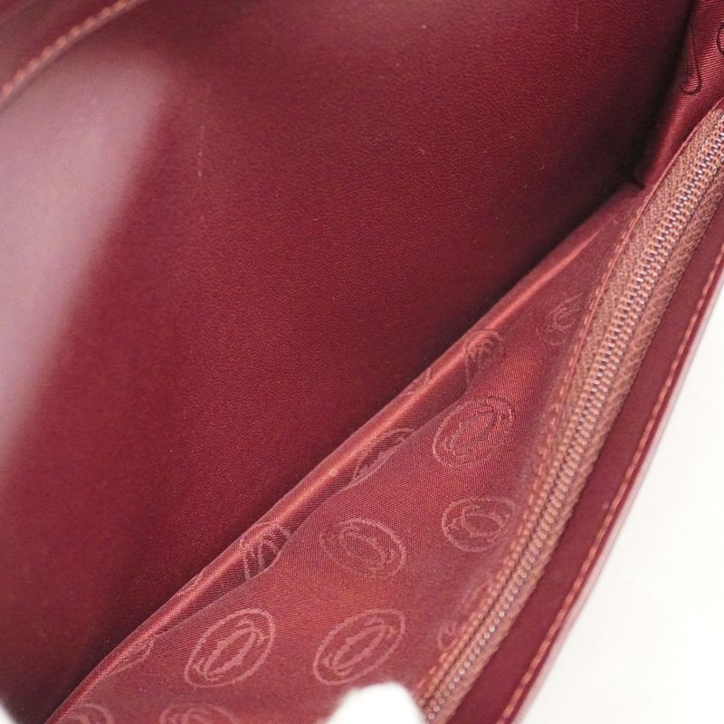 Cartier Long Wallet Must-have Leather Bordeaux Gold Hardware Men Women Unisex