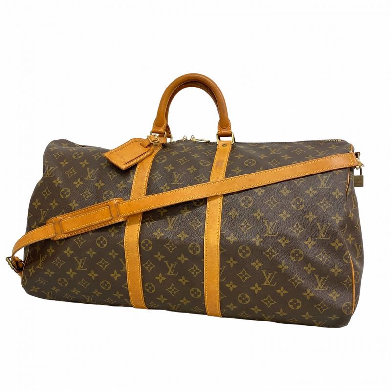 Louis Vuitton Boston Bag Monogram Keepall Bandoliere 55 M41414 Brown Men Women