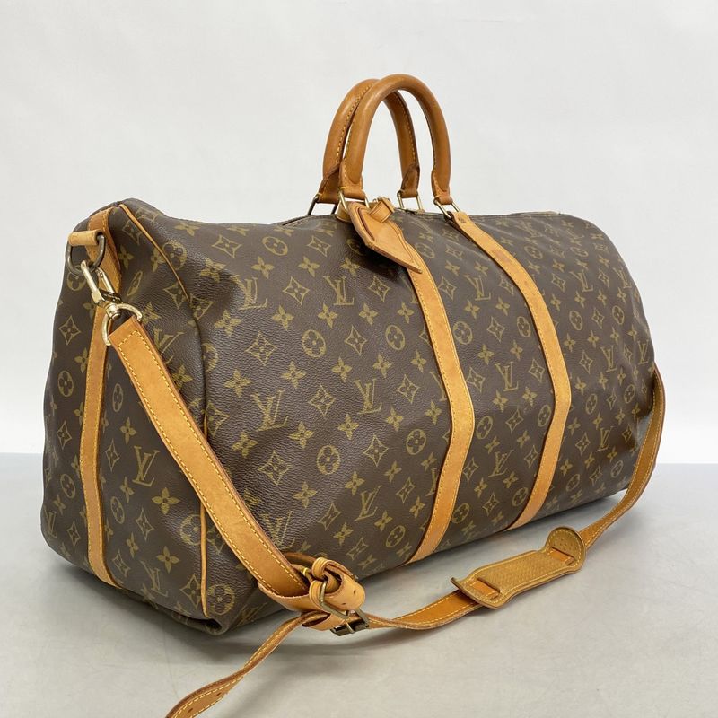 Louis Vuitton Boston Bag Monogram Keepall Bandoliere 55 M41414 Brown Men Women