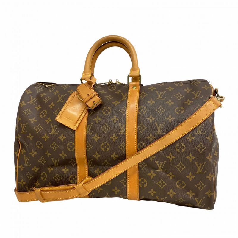 Louis Vuitton Boston Bag Monogram Keepall Bandoliere 45 M41418 Brown Men Women