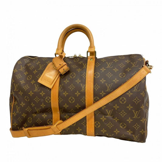 Louis Vuitton Boston Bag Monogram Keepall Bandoliere 45 M41418 Brown Men Women