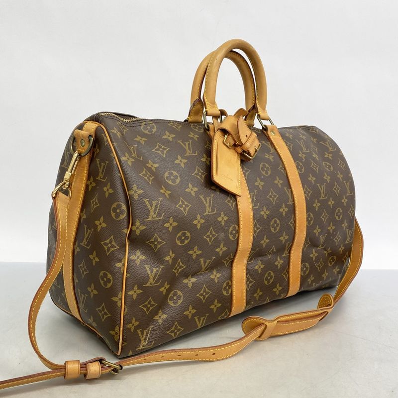 Louis Vuitton Boston Bag Monogram Keepall Bandoliere 45 M41418 Brown Men Women
