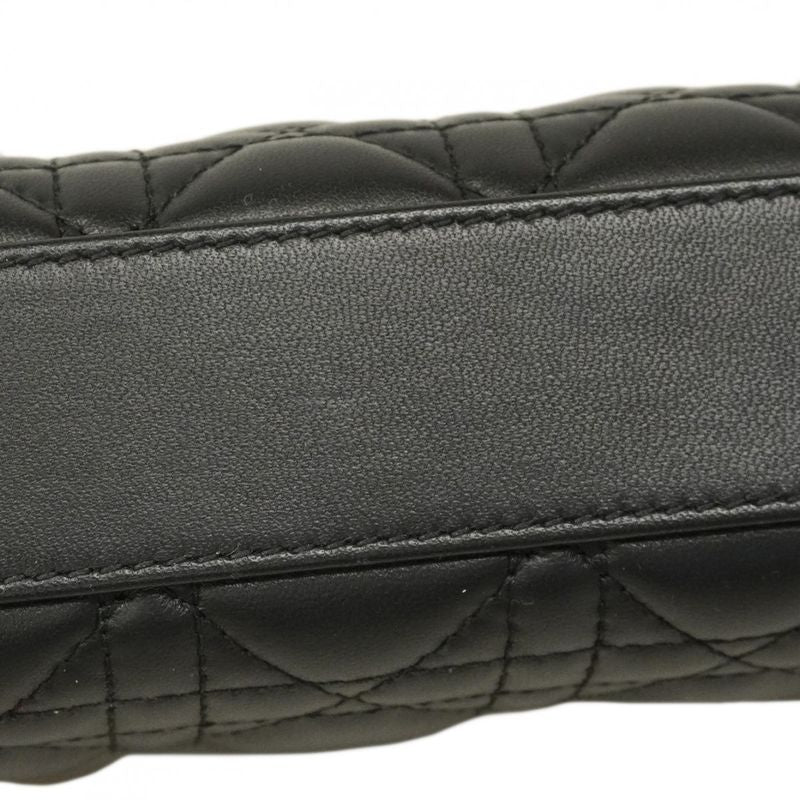 Christian Dior Handbag Cannage Lambskin Black Silver Hardware 2way Bag Ladies