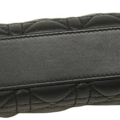 Christian Dior Handbag Cannage Lambskin Black Silver Hardware 2way Bag Ladies
