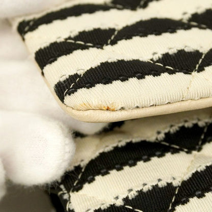 Chanel Shoulder Bag Matelasse Cotton Black White Chien Pangold Hardware Women's