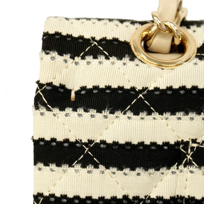 Chanel Shoulder Bag Matelasse Cotton Black White Chien Pangold Hardware Women's