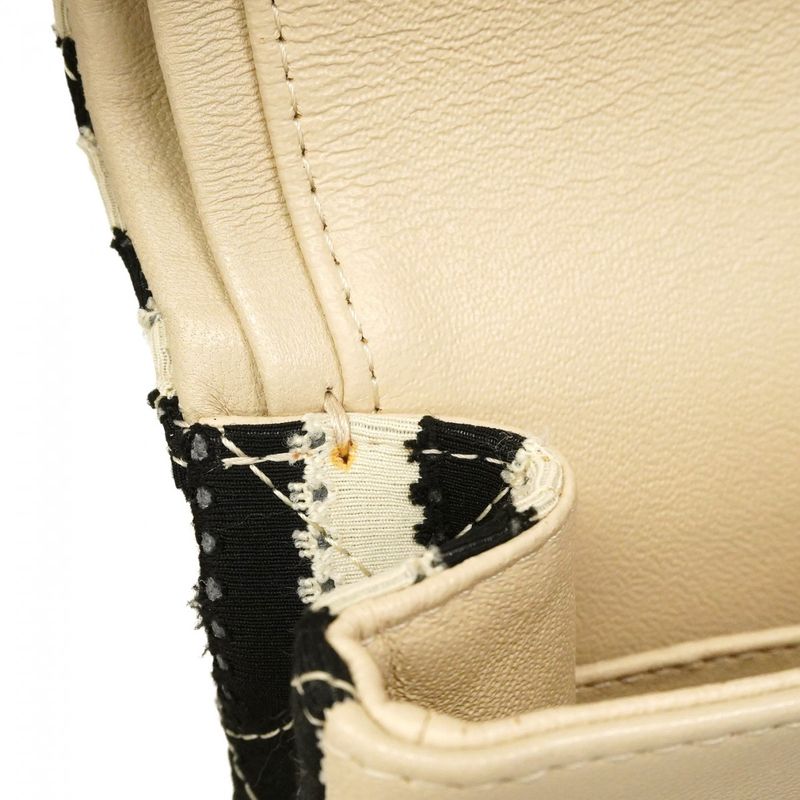 Chanel Shoulder Bag Matelasse Cotton Black White Chien Pangold Hardware Women's