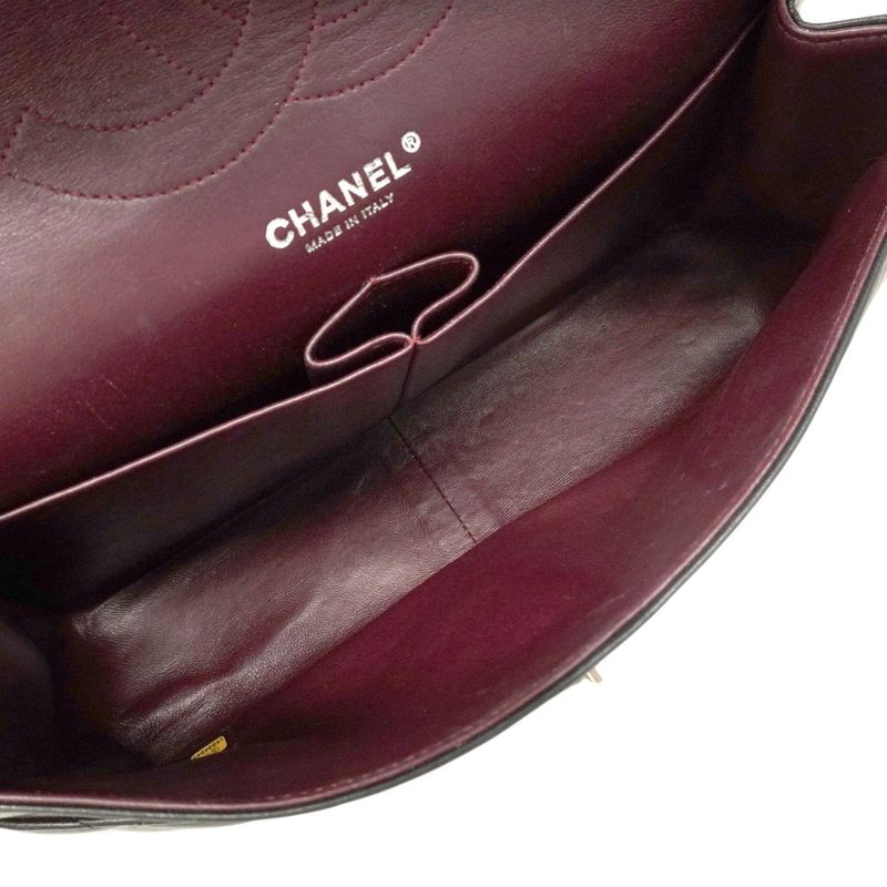 Chanel Shoulder Bag Big Matelasse Lambskin Black Silver Hardware Women's