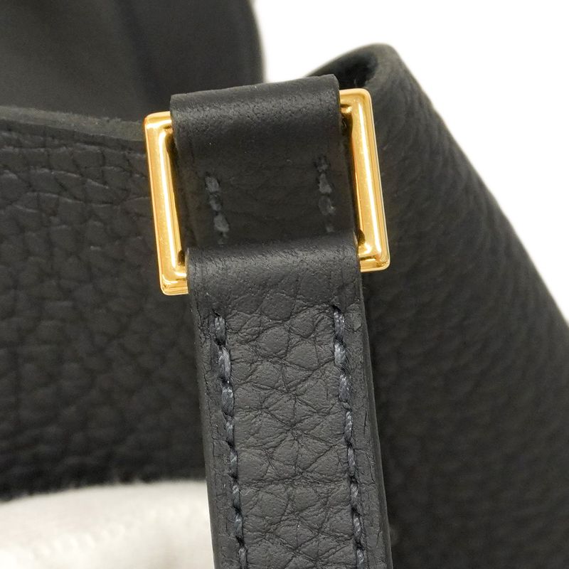 Hermes Handbag Picotin Lock MM Taurillon Clemence Blue O Chien Gold Hardware K