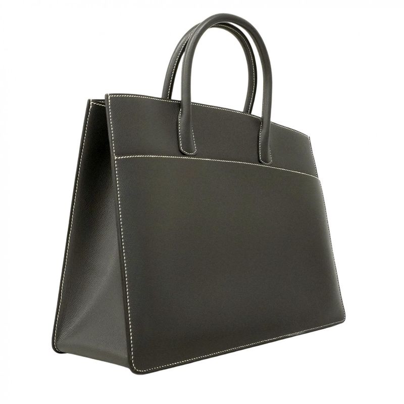 Hermes Tote Bag White Bath Courchevel Gray Gold Hardware □F Engraved Men Women