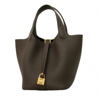 Hermes Handbag Picotin Lock PM Taurillon Clemence Ebeine Gold Hardware K