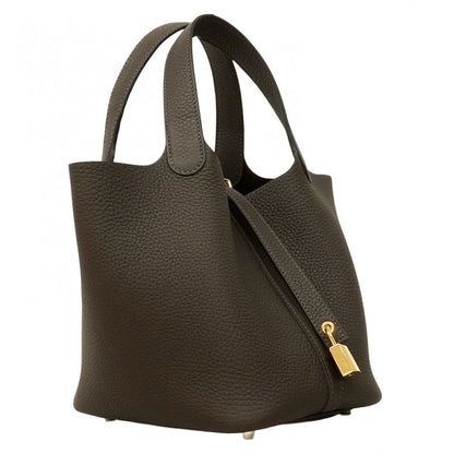 Hermes Handbag Picotin Lock PM Taurillon Clemence Ebeine Gold Hardware K