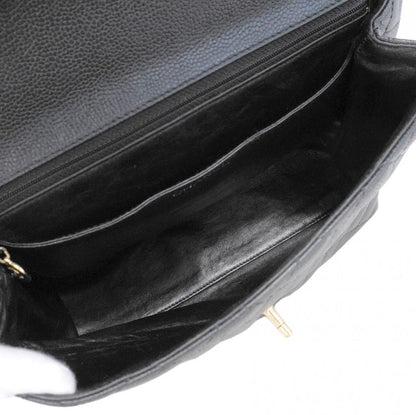 Chanel Handbag Matelasse Caviar Skin Black Gold Hardware Women's