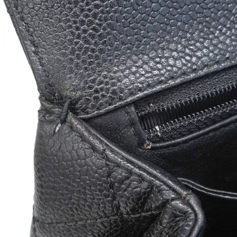 Chanel Handbag Matelasse Caviar Skin Black Gold Hardware Women's