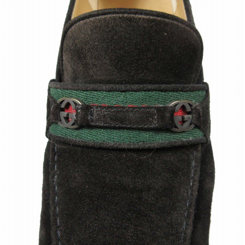 Gucci GG Logo Sherry Line Loafer Suede Leather Stitch Slip-on Moccasin Shoes